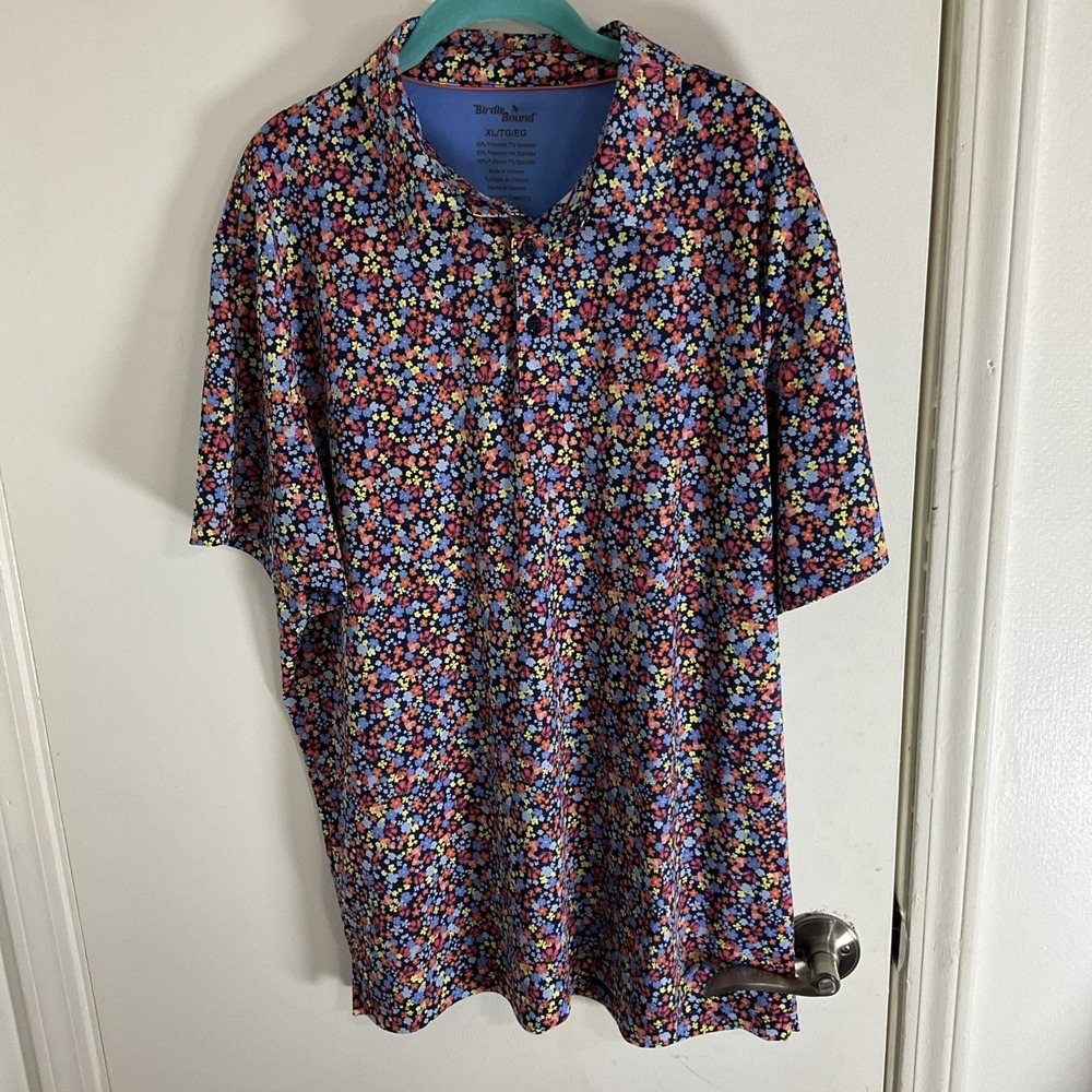 Birdie Bound Golf Polo Men's 2XL Multicolor Floral Stretch